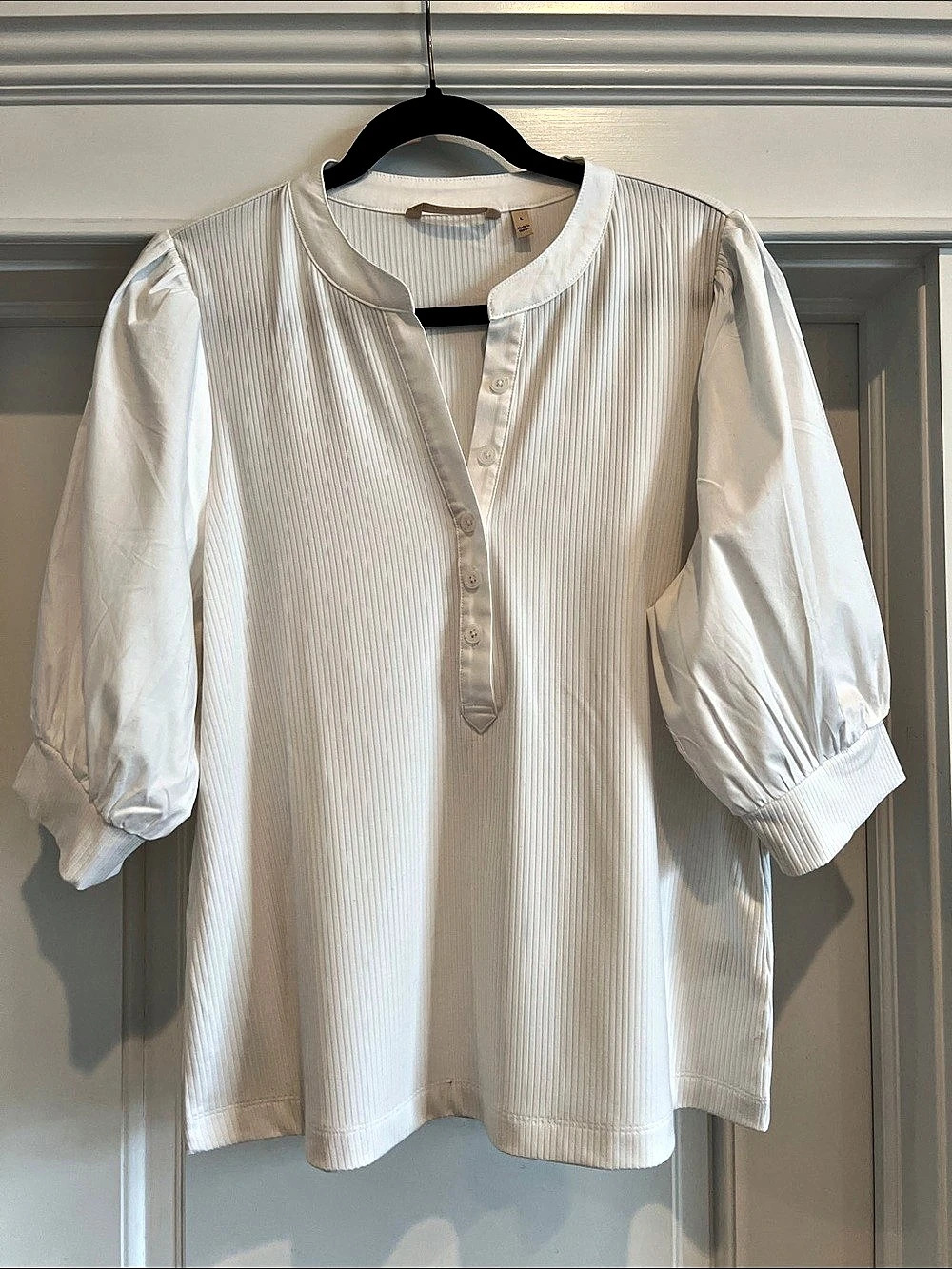 Soft Surroundings Pleated White Blouse Size Large Like New